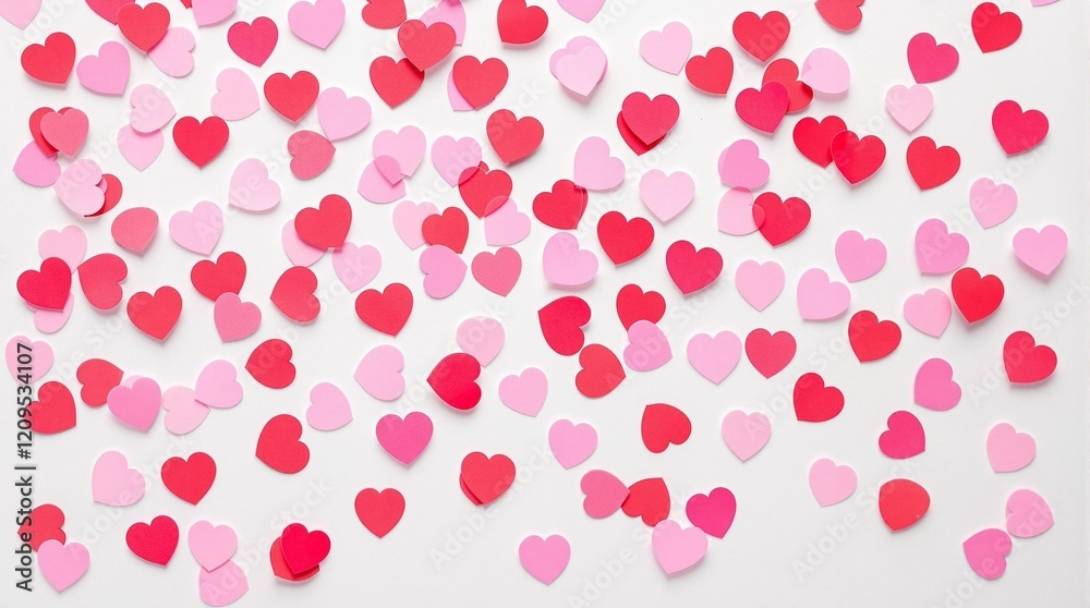 vibrant red and pink heart-shaped confetti on a white background for valentines day, wedding invitations, greeting cards, social media posts, flyers, love promotions vibrant red and pink heart-shaped confetti on a white background for valentines day, wedding invitations, greeting cards, social media posts, flyers, love promotions