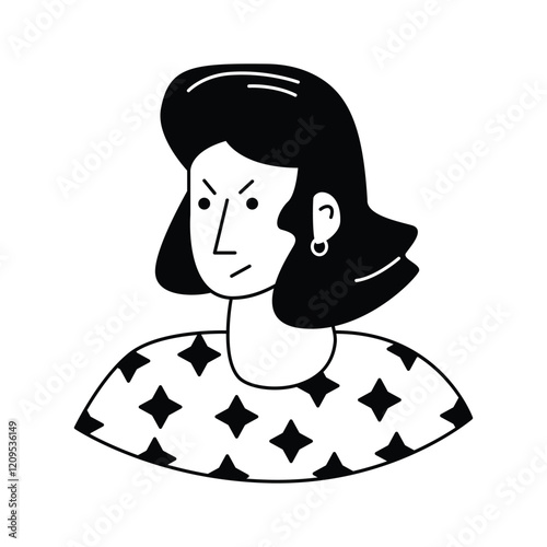 Angry woman profile icon, perfect for social media or website graphics