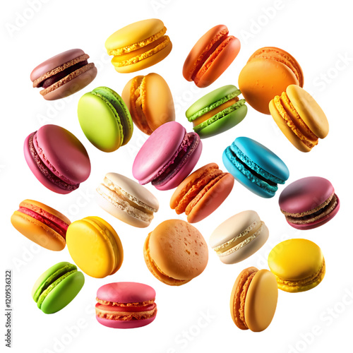 Wallpaper Mural Colorful Macarons Falling Delicious Sweet Treats Pastry Dessert Food Photography art cakes tasty     Torontodigital.ca