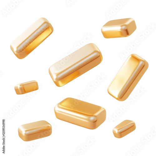 Golden bars falling colorful stripes background wealth luxury success