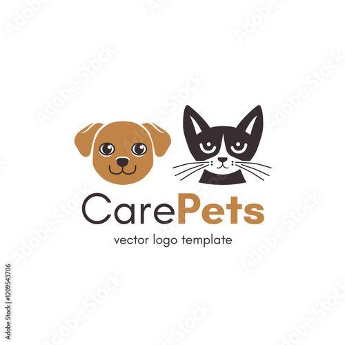 Dog and cat logo template. Design for a veterinary clinic, shelter, pet store. Vector illustration.