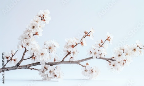 Branch With Spring Blossoms On Studio Background
