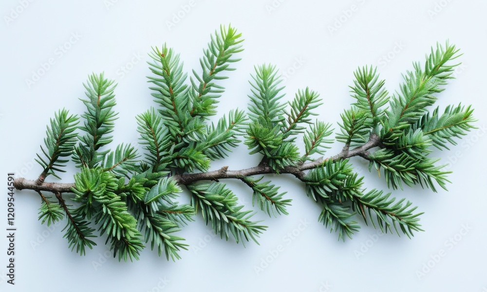 Fresh Green Spruce Branch On White Background