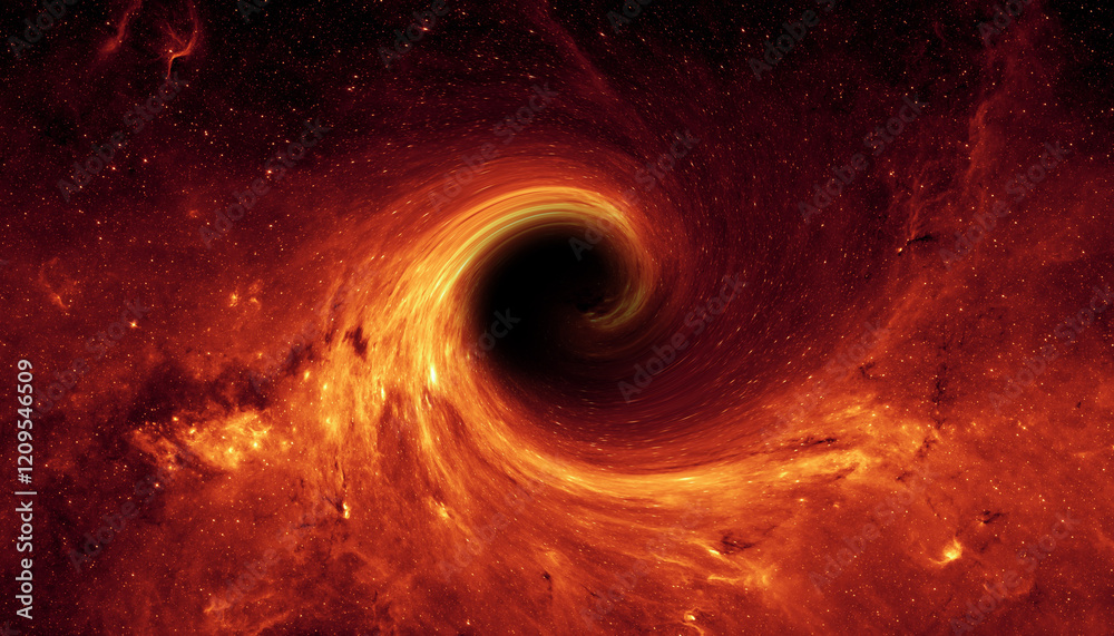 Black hole in space. Black hole devours galaxy and stars. Wormhole nebula and galaxy in deep outer space. Elements of this image furnished by NASA.