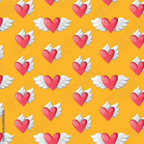valentine love wing pattern with yellow background