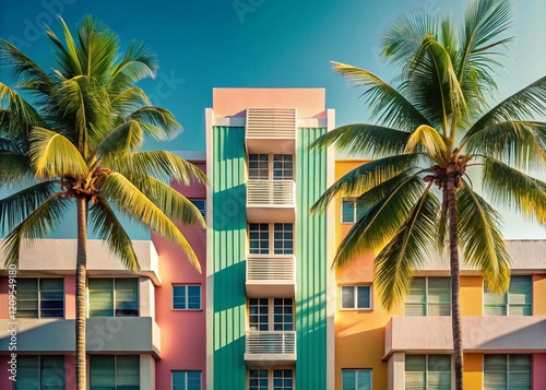 Minimalist Miami: Art Deco Architecture & Pastel Hues - Urban Exploration Stock Photo photo