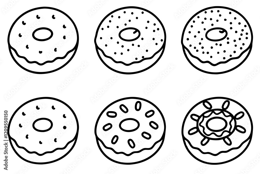 Fototapeta premium Donut Dreams Clean Line Art Set