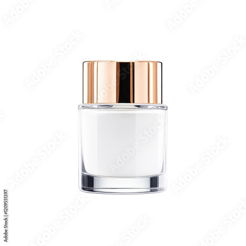 White bottle with gold lid and white base on a plain background for packaging and product display.