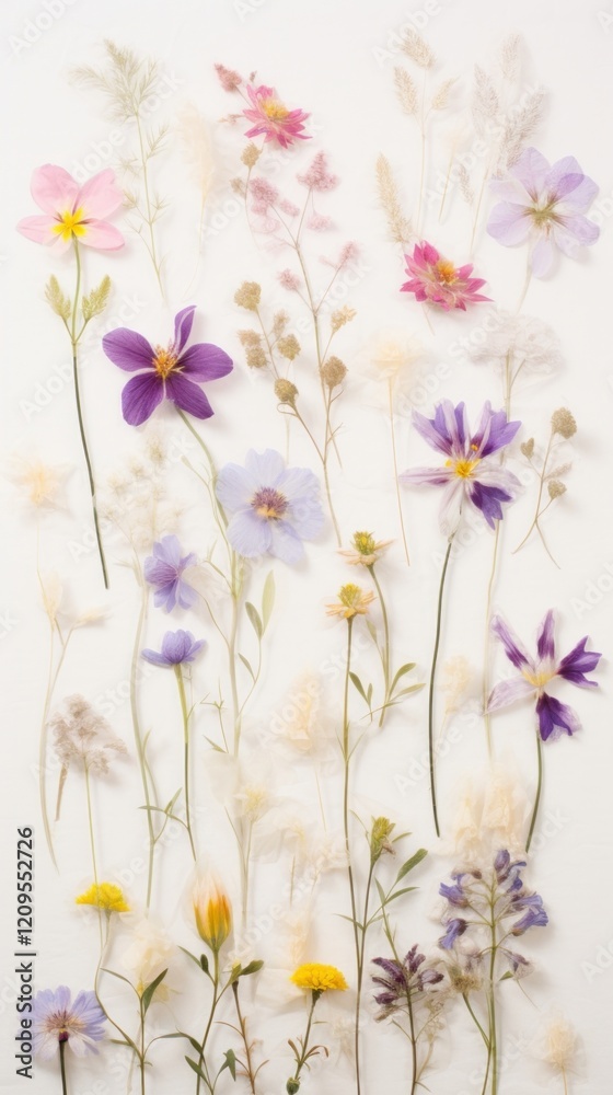 Obraz premium Real pressed spring flowers backgrounds pattern purple