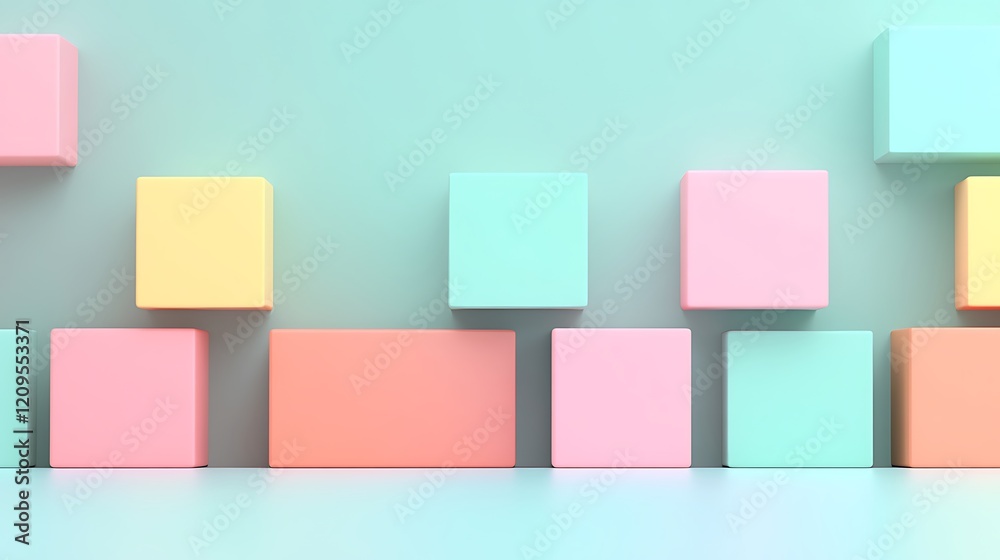 Colorful Geometric Shapes on a Soft Pastel Background for Modern Design and Creative Applications Colorful Geometric Shapes on a Soft Pastel Background for Modern Design and Creative Applications
