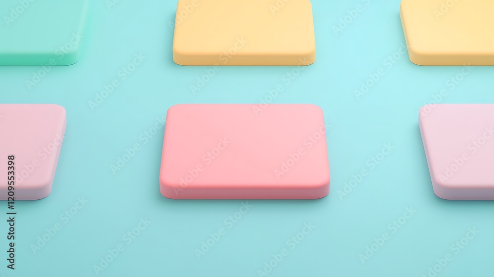 Colorful Geometric Shapes on a Soft Blue Background for Creative Design and Modern Aesthetic Projects