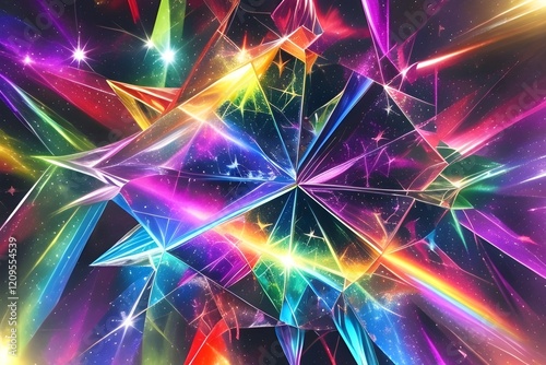 Abstract prism light reflection with rainbow