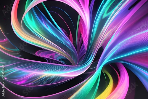 abstract 3d render holographic iridescent neon