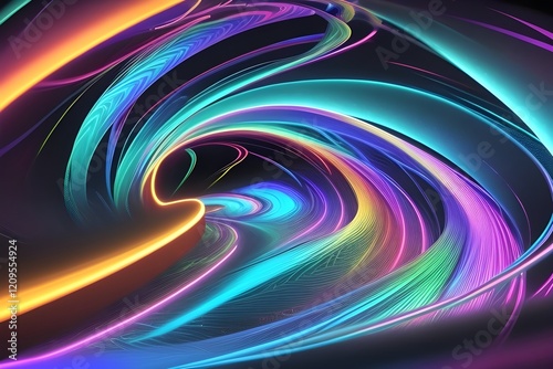 abstract 3d render holographic iridescent neon