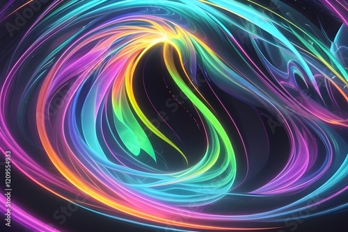 abstract 3d render holographic iridescent neon