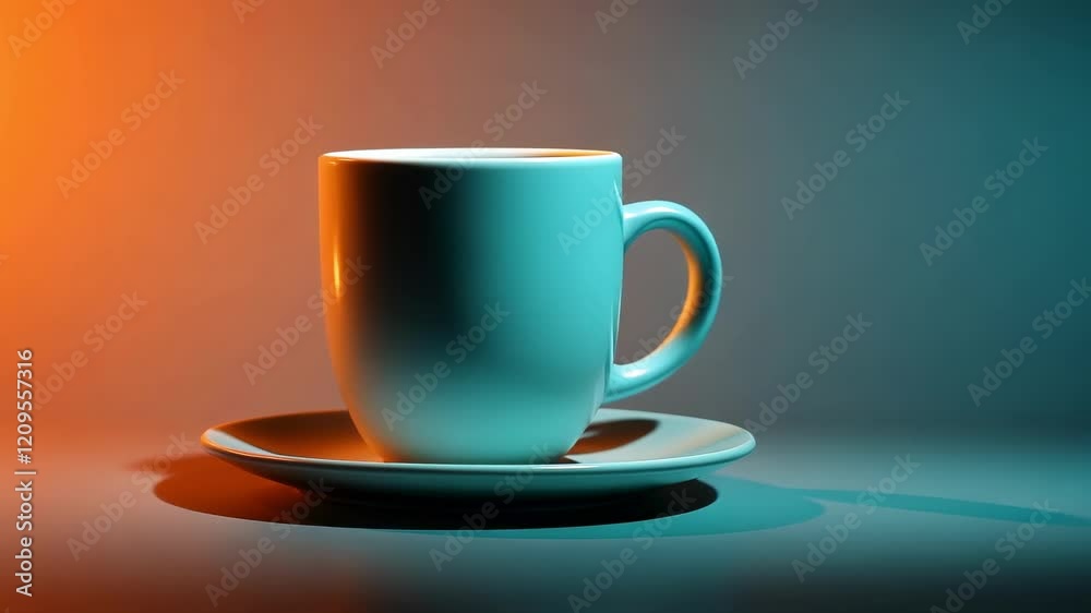 Changing light on a ceramic mug: warm to cool tones highlight form and texture Changing light on a ceramic mug: warm to cool tones highlight form and texture