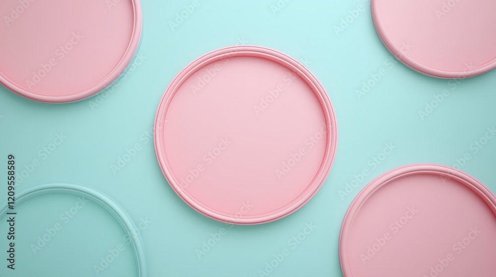 Colorful Round Plates on a Soft Mint Background for Modern Tableware and Kitchen Decor Inspiration Colorful Round Plates on a Soft Mint Background for Modern Tableware and Kitchen Decor Inspiration