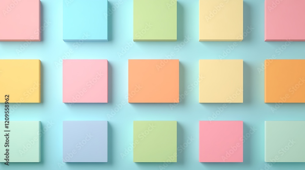 Colorful Square Blocks Arranged on a Soft Blue Background for Creative Design and Modern Aesthetic Colorful Square Blocks Arranged on a Soft Blue Background for Creative Design and Modern Aesthetic