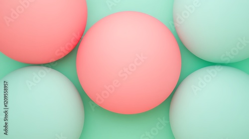 Colorful Soft Textured Balls on a Subtle Mint Green Background for Creative Design and Inspiration
