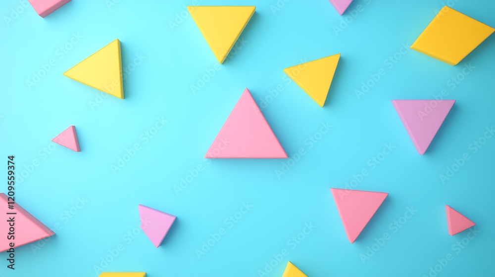 Colorful Triangles on Blue Background Creating a Playful and Vibrant Geometric Composition Colorful Triangles on Blue Background Creating a Playful and Vibrant Geometric Composition