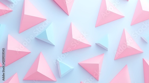 Free Download Colorful Three-Dimensional Triangles on Soft Blue Background for Modern Design and Creative Projects - GFXLoad