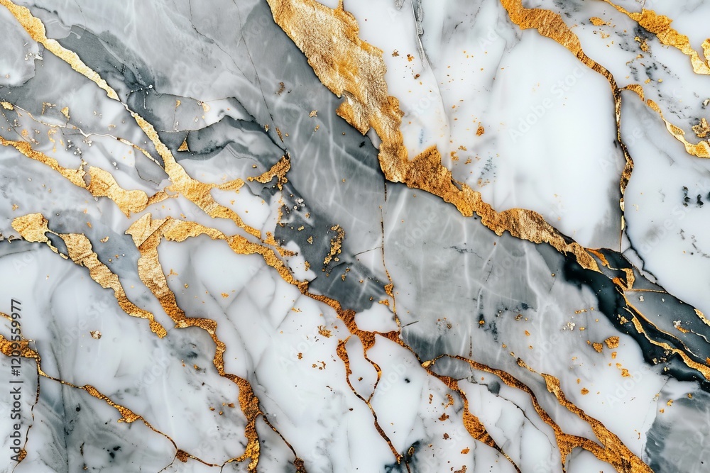 Obraz premium Luxurious white marble texture with gold veins, creating an elegant and sophisticated background