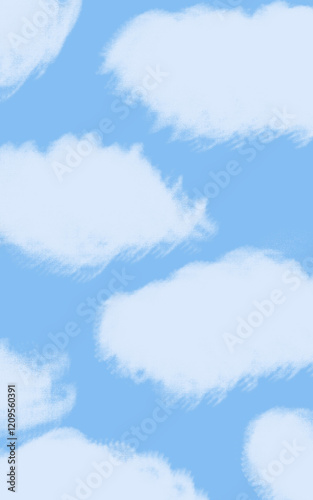 blue sky with clouds drawn background
