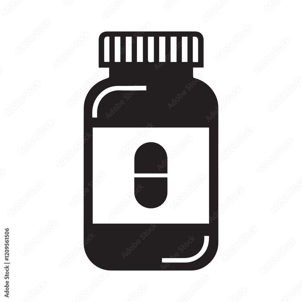 Obraz premium Pill Bottle Syringe icon silhouette icon silhouette vector illustration