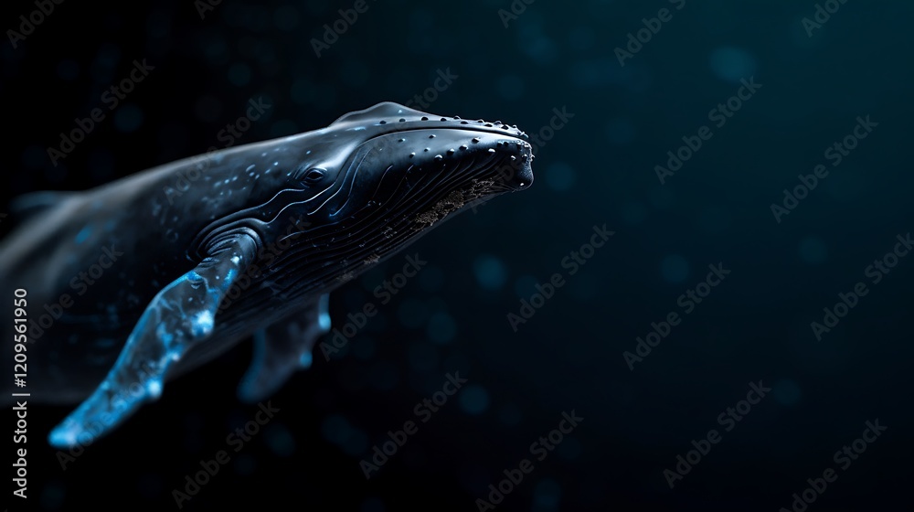 Fototapeta premium Humpback whale underwater, ocean background, marine life, nature conservation
