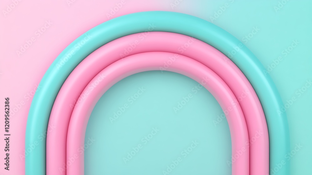 Fototapeta premium Soft Pastel Arches in Pink and Blue Over a Subtle Textured Background for Modern Design Aesthetic