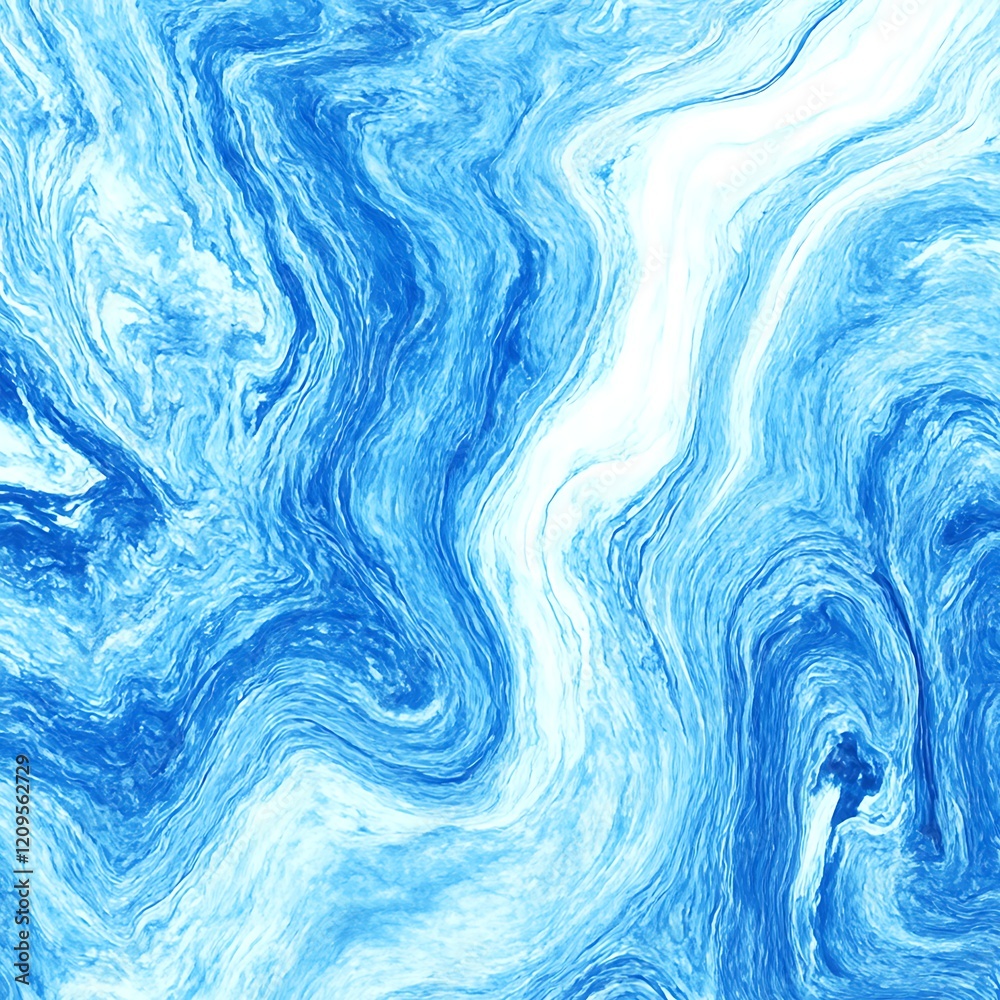 Fototapeta premium Ocean-Inspired Abstract: Blue and White Fluid Textures