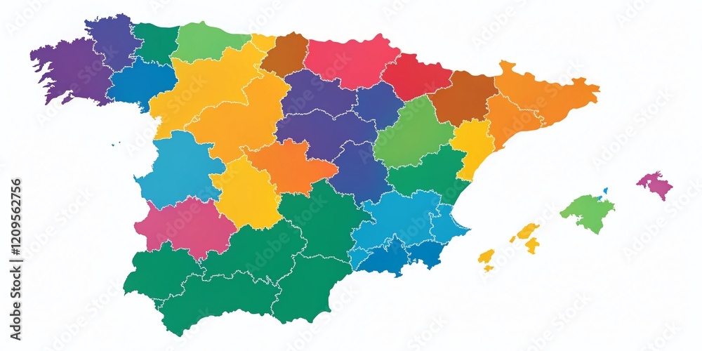 Obraz premium Blank Spain Map Infographic: Regions for Data Visualization