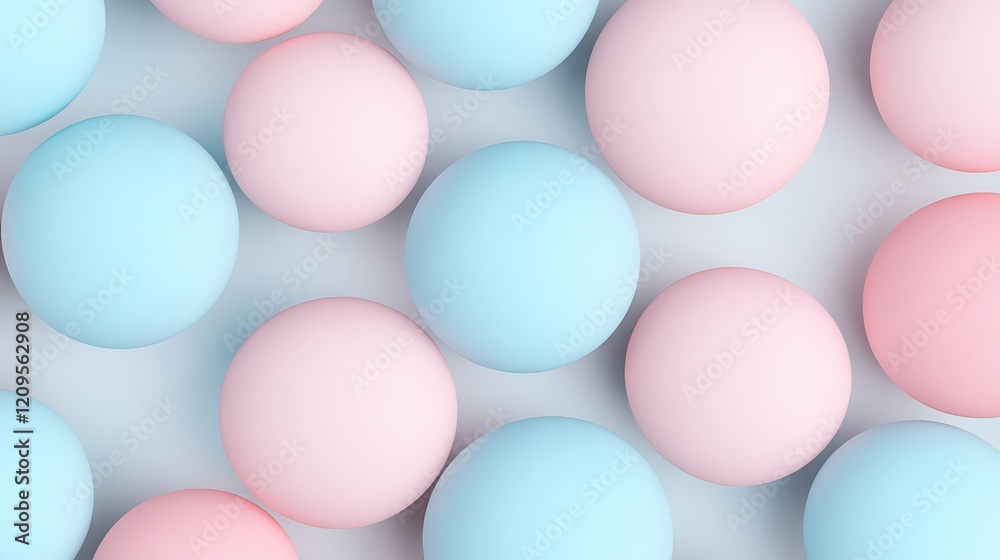 Soft Pastel Colored Spheres in Pink and Blue Arrangement on Smooth Surface for Background or Decorative Use Soft Pastel Colored Spheres in Pink and Blue Arrangement on Smooth Surface for Background or Decorative Use
