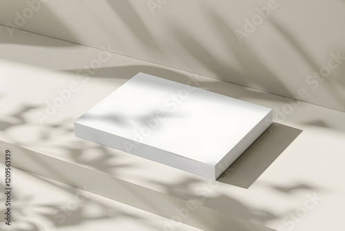 Textured business card mockup on a smooth grey background, realistic shadows. Generative Ai.