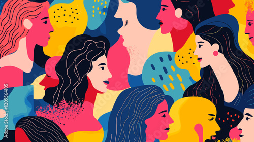 Silhouette profile group of men and women of diverse culture. Diversity multi-ethnic and multiracial people. Concept of racial equality and anti-racism. Multicultural society. Friendship