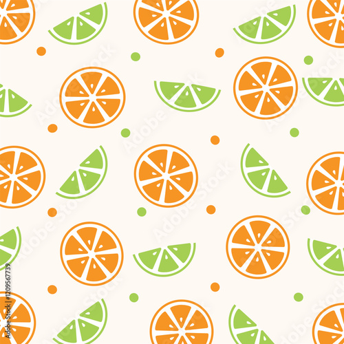 Cute orange fruits pattern background vector design, slice orange pattern, Design for background, clothing, wallpaper, decoration, paper gift, phone case, stationery