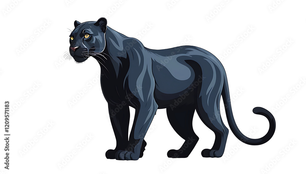 Fototapeta premium Majestic Black Panther Silhouetted Against a Transparent Background