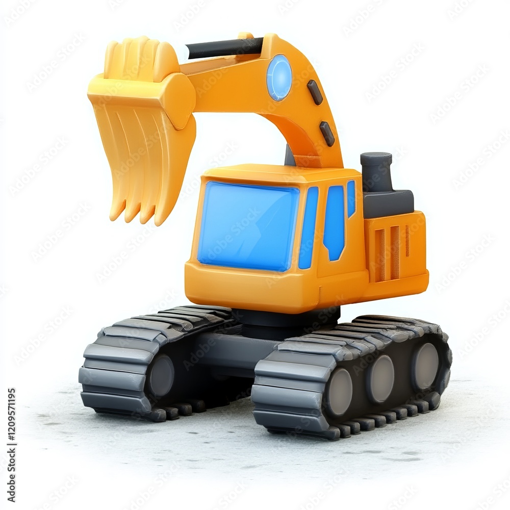 Animated Excavator Illustration: A Powerful Construction Machine for Digging and Building Animated Excavator Illustration: A Powerful Construction Machine for Digging and Building
