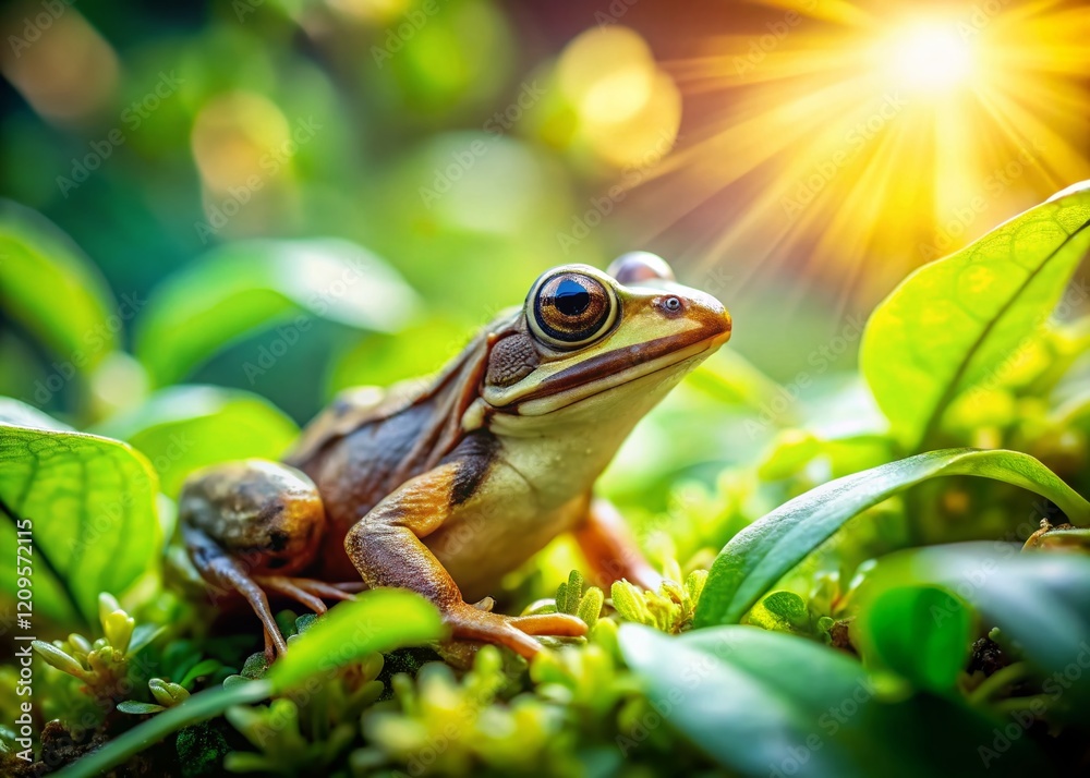 Obraz premium Candid Forest Frog: A Tiny Amphibian in its Natural Habitat