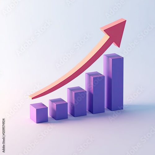 Free Download An isometric depiction of a colorful bar graph with upward arrow - GFXLoad