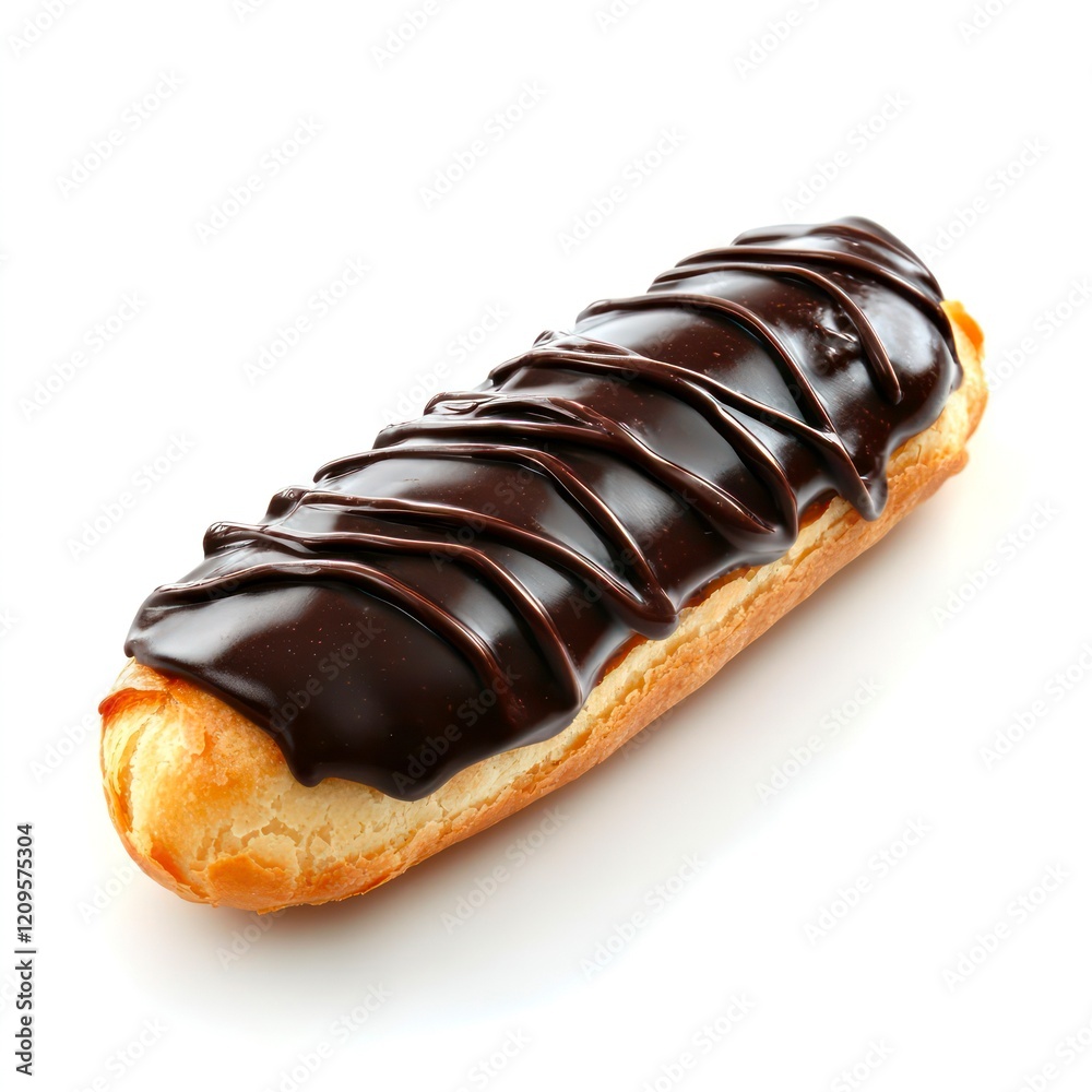 Chocolate eclair isolated on white background. Chocolate eclair isolated on white background.