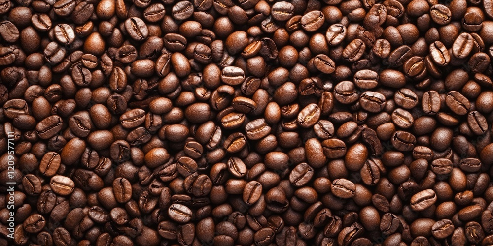 Rich brown coffee beans covering the entire frame with varied shades of espresso highlighting their texture and shiny surfaces. Rich brown coffee beans covering the entire frame with varied shades of espresso highlighting their texture and shiny surfaces.