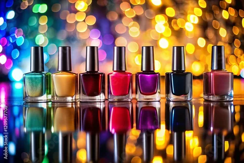 Obraz Chic Nail Polish Bottles on Light Background - Low Light Photography Stock Photo