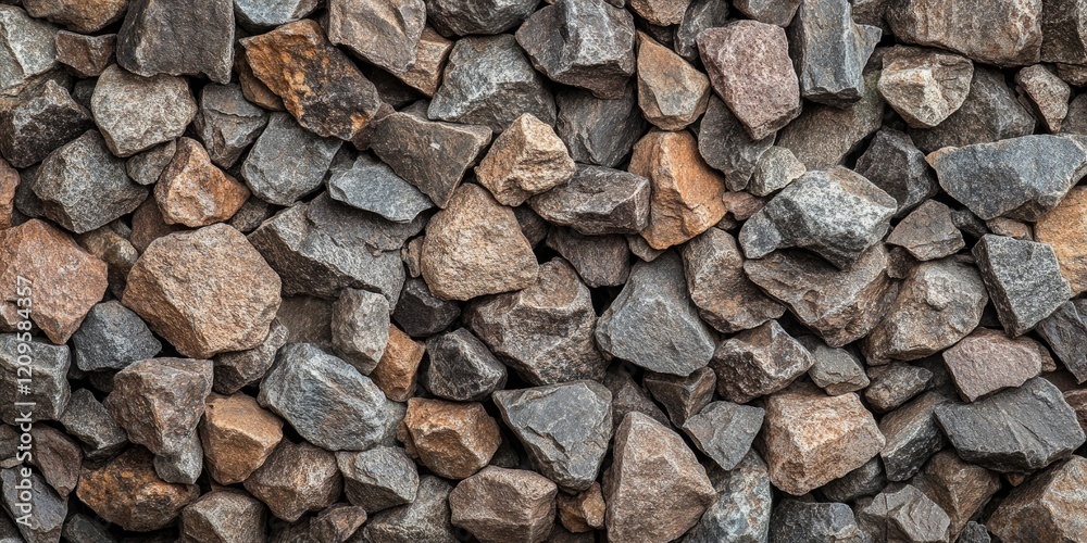 Gravel stone texture backdrop featuring irregular shapes in shades of grey and brown, densely packed and varied in size for landscaping use. Gravel stone texture backdrop featuring irregular shapes in shades of grey and brown, densely packed and varied in size for landscaping use.