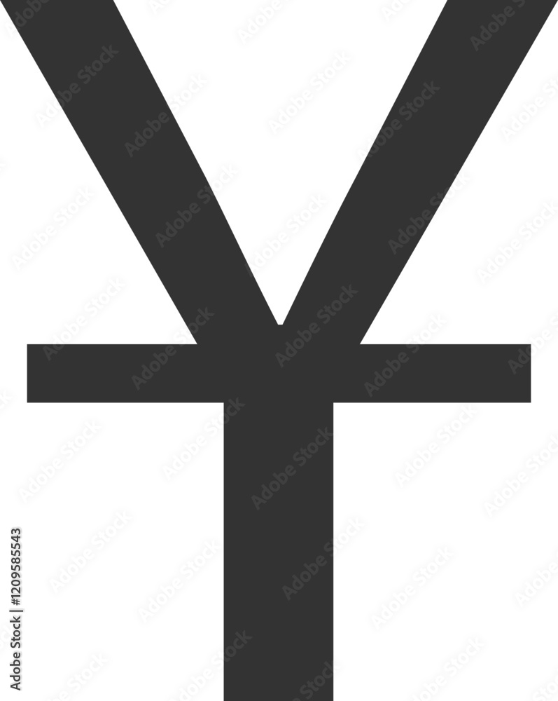 Yen or yuan currency symbol in black Yen or yuan currency symbol in black