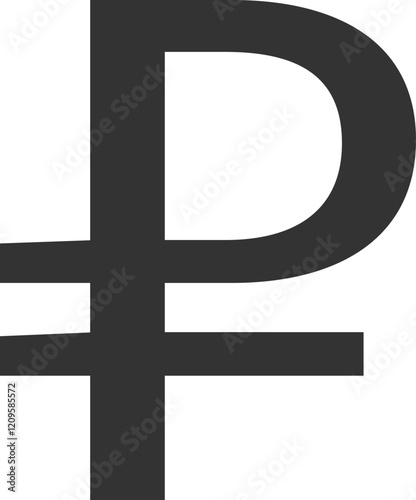 Russian ruble currency symbol in black