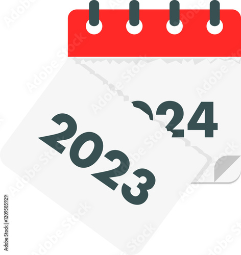 Calendar flipping from 2023 to 2024