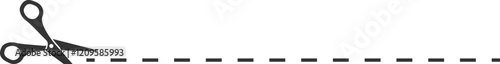 Scissors cutting along a dashed line