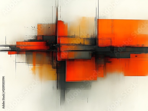 Abstract orange art, digital painting, white background, website banner