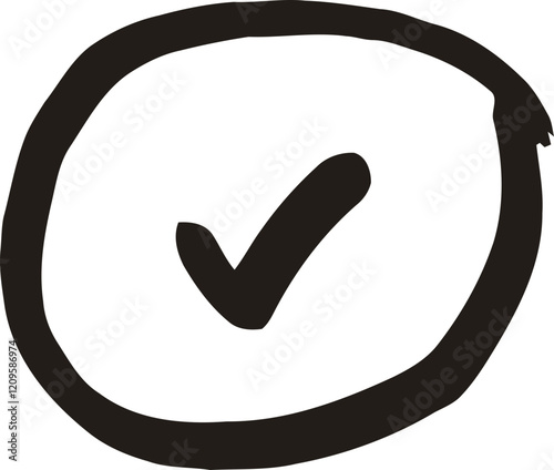 Hand-drawn checkmark enclosed in a circle